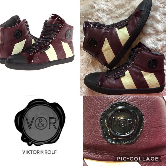 Viktor & Rolf Other - VIKTOR & ROLF Monsieur Burgundy High Top Sneakers